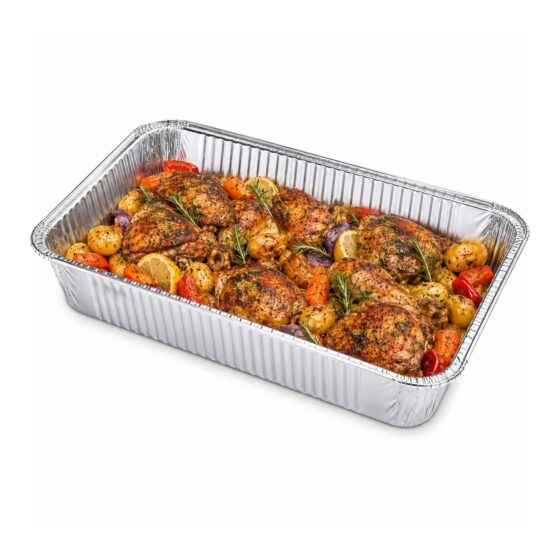 Gastro Aluminium Foil Tray – 12000ml (530 x 325 x 70mm, 1 Pack) – Full Size Deep Tray for Cooking, Catering & Storage