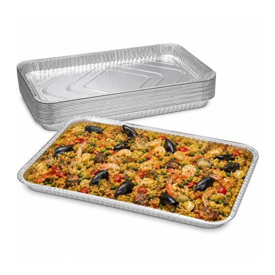 Gastro Aluminium Foil Tray – 7700ml (530 x 325 x 45mm, 50 Pack) – Full Size Shallow Trays for Catering & Storage