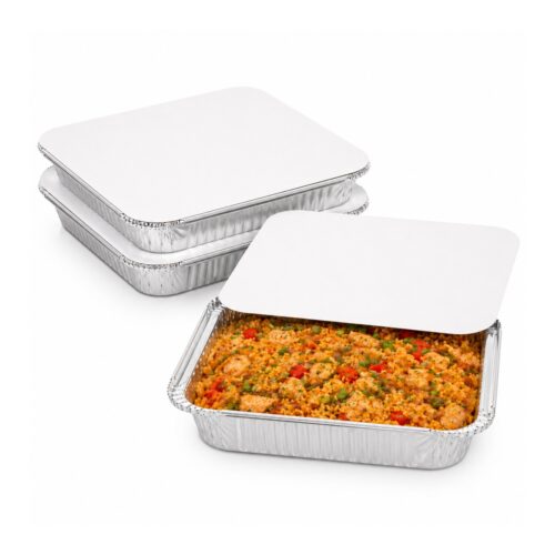 Aluminium Foil Containers with Lids - 1000ml (240 x 240 x 46mm, 2 Pack) - Recyclable Food Trays for Cooking & Storage 1 Aluminium Foil Containers with Lids – 1000ml (240 x 240 x 46mm, 2 Pack) – Recyclable Food Trays for Cooking & Storage
