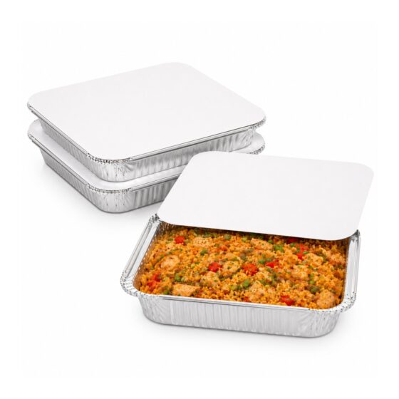 Aluminium Foil Containers with Lids – 1000ml (240 x 240 x 46mm, 2 Pack) – Recyclable Food Trays for Cooking & Storage
