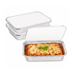 Aluminium Foil Containers with Lids – 1000ml (250 x 200 x 56mm, 2 Pack) – Recyclable Food Trays for Cooking, Storage & Takeaway