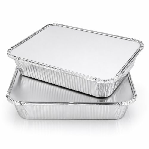 Aluminium Foil Containers with Lids - 1000ml (250 x 200 x 56mm, 2 Pack) - Recyclable Food Trays for Cooking, Storage & Takeaway 5 Aluminium Foil Containers with Lids – 1000ml (250 x 200 x 56mm, 2 Pack) – Recyclable Food Trays for Cooking, Storage & Takeaway