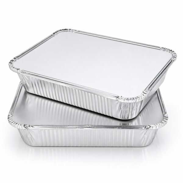 Aluminium Foil Containers with Lids - 1000ml (250 x 200 x 56mm, 2 Pack) - Recyclable Food Trays for Cooking, Storage & Takeaway 2 Aluminium Foil Containers with Lids – 1000ml (250 x 200 x 56mm, 2 Pack) – Recyclable Food Trays for Cooking, Storage & Takeaway