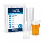 Plastic Tumblers – Half Pint Clear (24 Pack) – Reusable Drinking Cups for Beer, Parties & Events