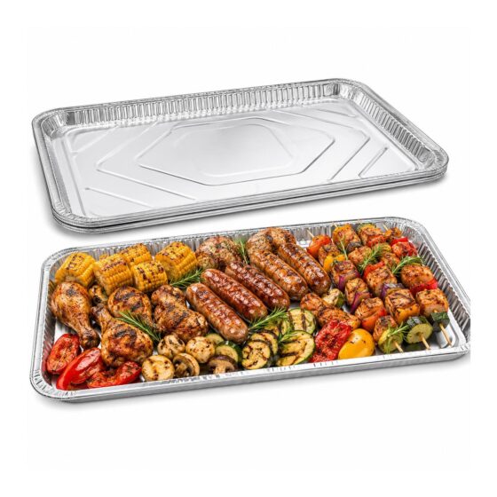 Aluminium Foil Platter Tray – 2500ml (550 x 360 x 25mm, 2 Pack) – Large Serving Trays for Catering, BBQ & Events