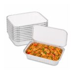 Aluminium Foil Containers with Lids – 410ml (145 x 120 x 46mm, 8 Pack) – Recyclable Food Trays for Cooking & Storage