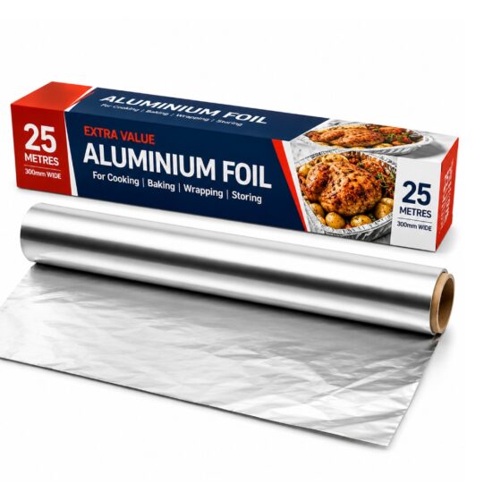 Aluminium Foil Roll – 300mm x 25m – Extra Value Wrapping Roll for Cooking, Baking, Food Storage & Catering