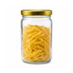 Round Glass Storage Jar – 500ml (0.5L) with Gold Lid – Airtight Food Jar for Kitchen Storage, Spices, Dry Food & Pantry