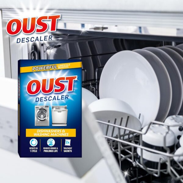 Oust Dishwasher & Washing Machine Descaler - 2 x 75g Sachets - Removes Limescale, Dirt & Odours, Deep Clean in 1 Cycle 2 Oust Dishwasher & Washing Machine Descaler – 2 x 75g Sachets – Removes Limescale, Dirt & Odours, Deep Clean in 1 Cycle