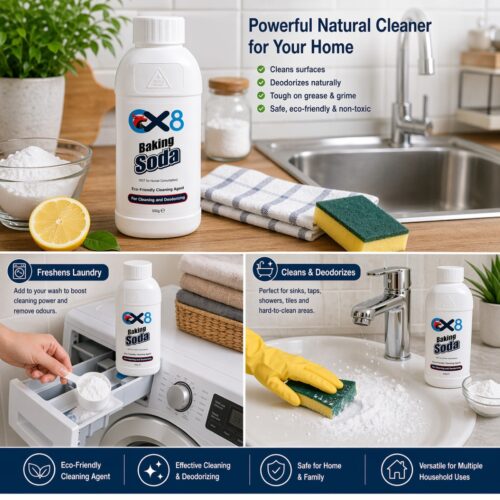 Baking Soda 500g – Multi-Purpose Cleaning Powder, Deodoriser & Odour Remover for Home, Kitchen & Laundry