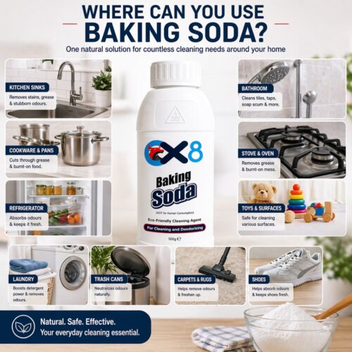 Baking Soda 500g – Multi-Purpose Cleaning Powder, Deodoriser & Odour Remover for Home, Kitchen & Laundry