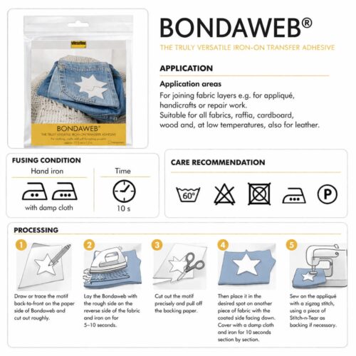 Vlieseline Bondaweb Iron On Adhesive 120cm x 17.5cm – Double Sided Fusible Web for Fabric, Applique & Craft - Image 2