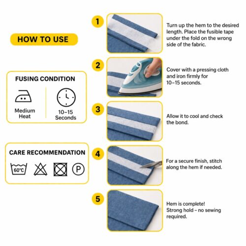 Vlieseline Wundaweb Iron On Hemming Tape 20mm x 5m – No Sew Fusible Web for Fabric, Curtains & Clothing Repairs - Image 2