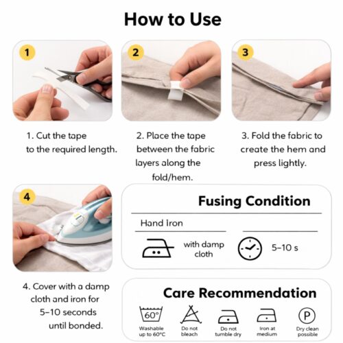 Vlieseline Wundaweb Iron On Hemming Tape 20m x 22mm – No Sew Fusible Web for Fabric, Curtains & Clothing Repairs - Image 2