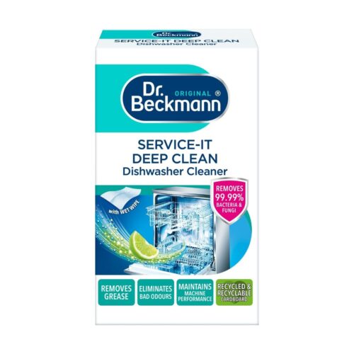 Dr. Beckmann Service‑It Deep Clean Dishwasher Cleaner 75g – Lime Fresh, Includes Door Seal Wipe, Single Treatment