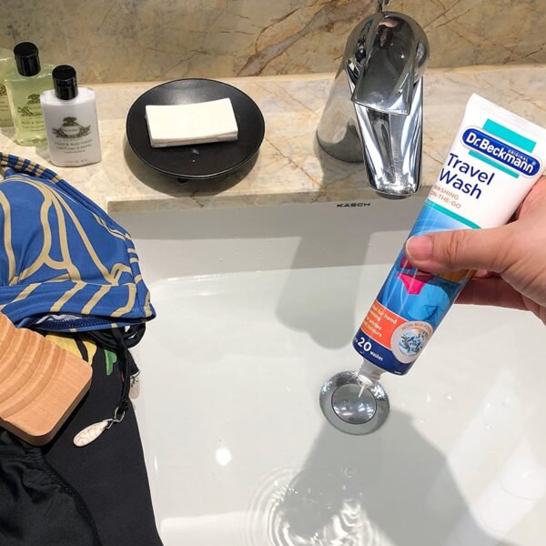 Dr. Beckmann Non-Bio Travel Wash 100ml – 20 Washes, Hand Wash Gel, Whites & Colours, Stain Remover, On-The-Go Laundry