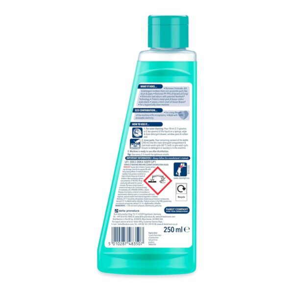 Dr. Beckmann Service-It Washing Machine Cleaner 250ml – Ocean Breeze Liquid, Removes Limescale, Dirt & Odours