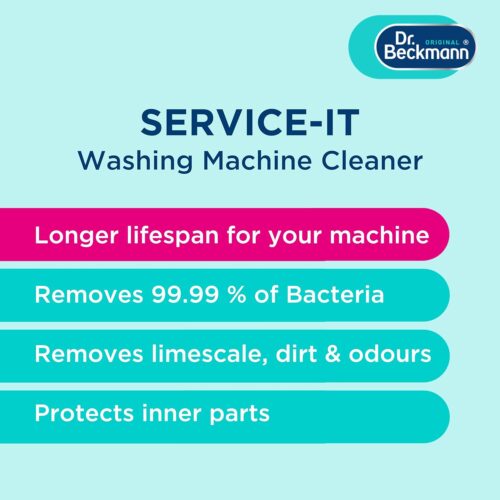 Dr. Beckmann Service-It Washing Machine Cleaner 250ml – Ocean Breeze Liquid, Removes Limescale, Dirt & Odours