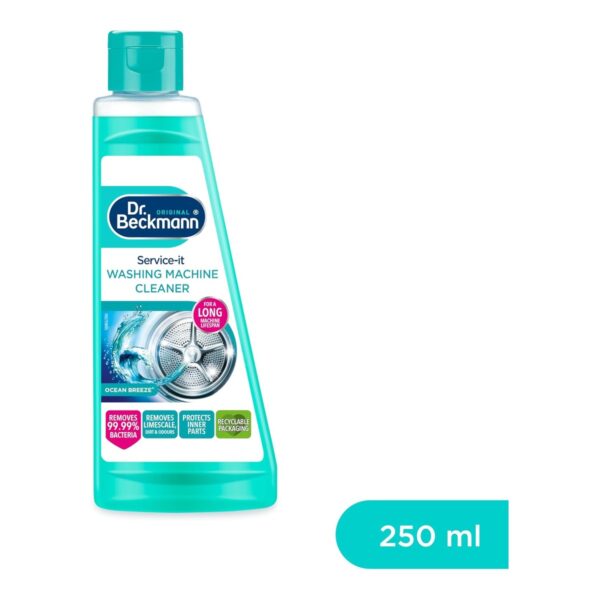 Dr. Beckmann Service-It Washing Machine Cleaner 250ml – Ocean Breeze Liquid, Removes Limescale, Dirt & Odours