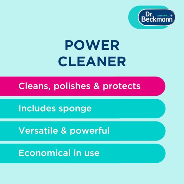 Dr. Beckmann Power Cleaner 550g – With Sponge, Cleans, Polishes & Protects, Multi-Surface, Economical & Long-Lasting Shine