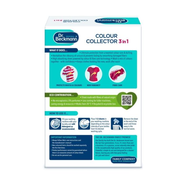Dr. Beckmann Colour Collector 3in1 Laundry Sheets 50 – Prevents Colour Runs, Protects Fabrics, Fibre Care, Multi-Wash 1 Dr. Beckmann Colour Collector 3in1 Laundry Sheets 50 – Prevents Colour Runs, Protects Fabrics, Fibre Care, Multi-Wash