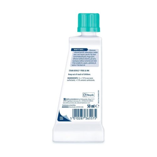 Dr. Beckmann Stain Devils Pen & Ink Remover 50ml – Ballpoint, Felt Tip, Crayon, Colour Particle, Tough on Stains