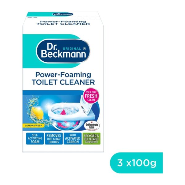 Dr. Beckmann Power Foaming Toilet Cleaner 3 x 100g – Lemon Fresh, Activated Carbon, Deep Clean & Odour Removal Sachets 3 Dr. Beckmann Power Foaming Toilet Cleaner 3 x 100g – Lemon Fresh, Activated Carbon, Deep Clean & Odour Removal Sachets