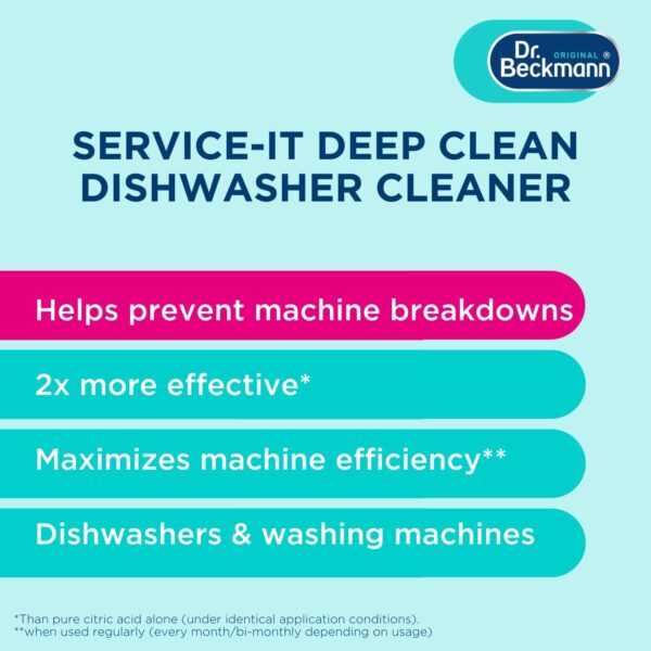 Dr. Beckmann Service-It Power Descaler 2 x 50g – Washing Machine & Dishwasher Cleaner, Removes Limescale Fast