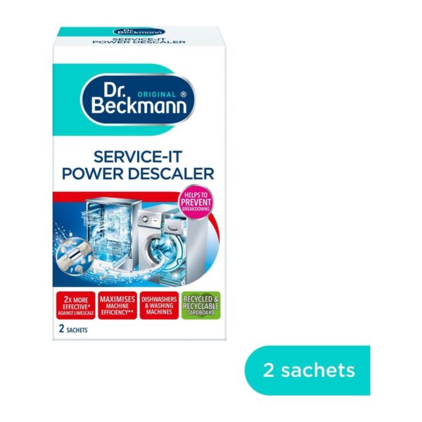 Dr. Beckmann Service-It Power Descaler 2 x 50g – Washing Machine & Dishwasher Cleaner, Removes Limescale Fast