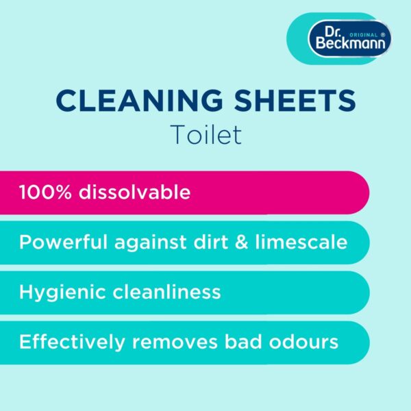 Dr. Beckmann Toilet Cleaning Sheets Citrus Sensation 20 Pack – 100% Dissolvable Foaming Toilet Cleaner, Removes Limescale & Odours
