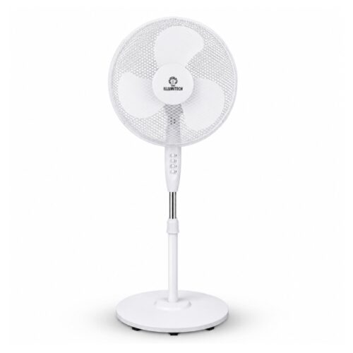 16″ Oscillating Pedestal Fan 40cm White – 3 Speed Settings, Silent Motor, Adjustable Tilt & 70° Oscillation