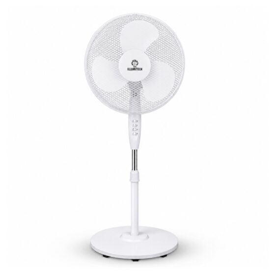 16″ Oscillating Pedestal Fan 40cm White – 3 Speed Settings, Silent Motor, Adjustable Tilt & 70° Oscillation