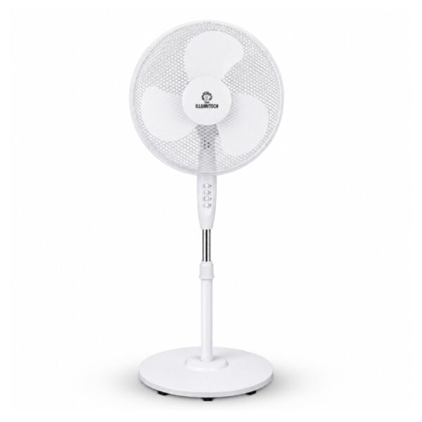 16″ Oscillating Pedestal Fan 40cm White – 3 Speed Settings, Silent Motor, Adjustable Tilt & 70° Oscillation