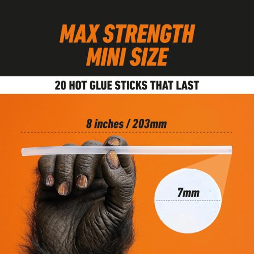 Gorilla Hot Glue Sticks 20 Sticks 203mm x 6.8mm – Clear Universal Adhesive for Crafts, Wood, Metal & Glass - Image 5