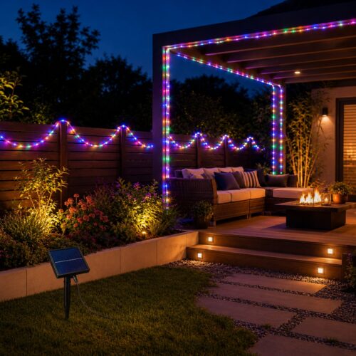 Solar Powered Multifunction Rope Light (10M) – 100 Multicolour LEDs, 8 Lighting Functions, Outdoor Garden & Decorative String Light 11 Solar Powered Multifunction Rope Light (10M) – 100 Multicolour LEDs, 8 Lighting Functions, Outdoor Garden & Decorative String Light