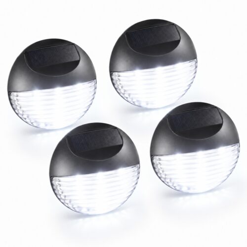 Solar Fence Light 4 Pack (11 x 11 x 4.4cm) – Bright White LED, Solar Powered, Water-Resistant, Rechargeable Outdoor Wall Light