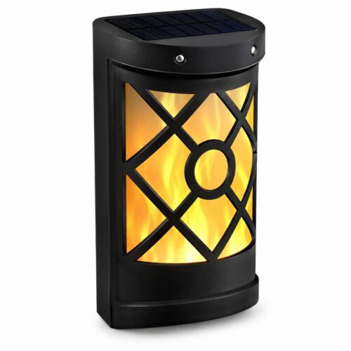 Solar Flame Wall Light LED (18 x 5 x 10cm) – Polycrystalline Solar Panel, Rechargeable Battery, Warm White Outdoor Fence Light