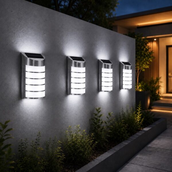 Solar Powered LED Stainless Steel Wall Light (26.5 x 16 x 7.2cm) – Auto Sensor, Rechargeable Battery, 6-8 Hour Outdoor Lighting 2 Solar Powered LED Stainless Steel Wall Light (26.5 x 16 x 7.2cm) – Auto Sensor, Rechargeable Battery, 6-8 Hour Outdoor Lighting
