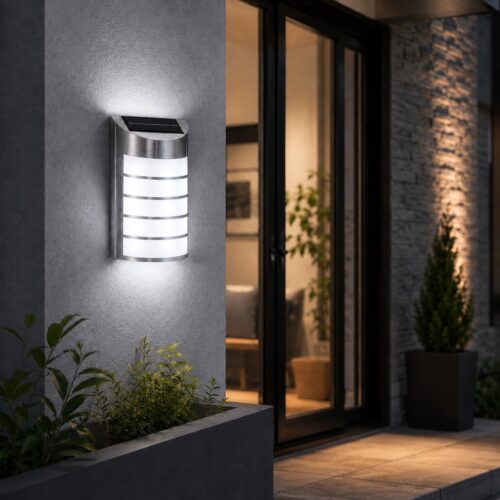 Solar Powered LED Stainless Steel Wall Light (26.5 x 16 x 7.2cm) – Auto Sensor, Rechargeable Battery, 6-8 Hour Outdoor Lighting 10 Solar Powered LED Stainless Steel Wall Light (26.5 x 16 x 7.2cm) – Auto Sensor, Rechargeable Battery, 6-8 Hour Outdoor Lighting