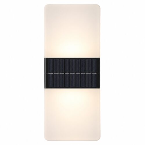 Solar Up/Down Acrylic Wall Light (2 x 8 x 3cm)  – Polycrystalline Solar Panel, Dual Colour Warm & Bright White LED, Outdoor Wall Light