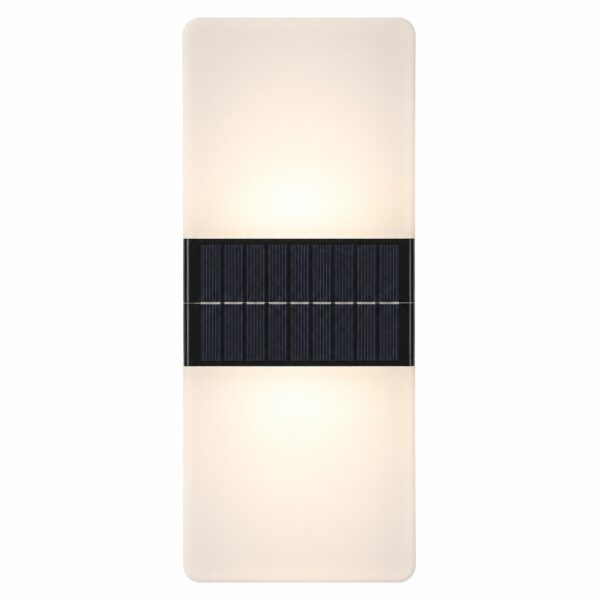Solar Up/Down Acrylic Wall Light (2 x 8 x 3cm)  – Polycrystalline Solar Panel, Dual Colour Warm & Bright White LED, Outdoor Wall Light