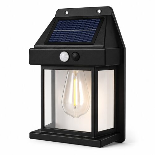 Solar Powered Wall Light With Motion Sensor (17 x 5.5 x 12cm) – 3 Mode Warm White LED, Water-Resistant, 6-8 Hour Outdoor Lighting