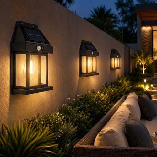 Solar Powered Wall Light With Motion Sensor (17 x 5.5 x 12cm) – 3 Mode Warm White LED, Water-Resistant, 6-8 Hour Outdoor Lighting