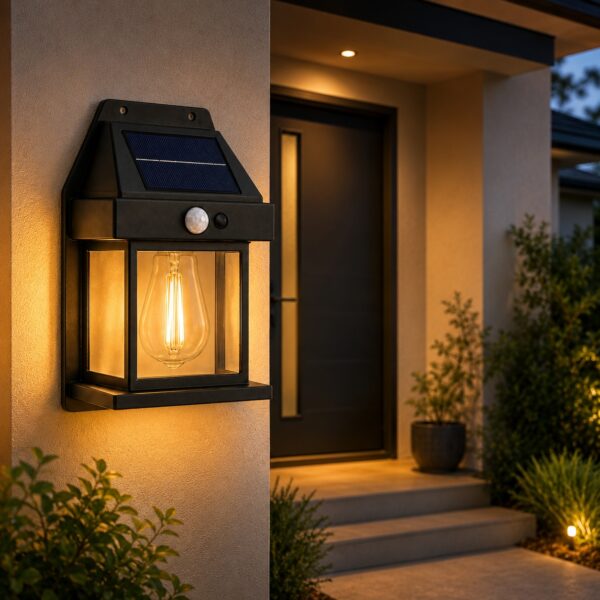Solar Powered Wall Light With Motion Sensor (17 x 5.5 x 12cm) – 3 Mode Warm White LED, Water-Resistant, 6-8 Hour Outdoor Lighting
