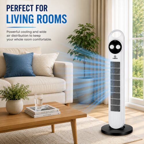 32" Tower Fan with 2 Hour Timer – 3 Speed Settings, Silent Motor, 70° Oscillation, 45W Home & Office Cooling Fan 10 32″ Tower Fan with 2 Hour Timer – 3 Speed Settings, Silent Motor, 70° Oscillation, 45W Home & Office Cooling Fan