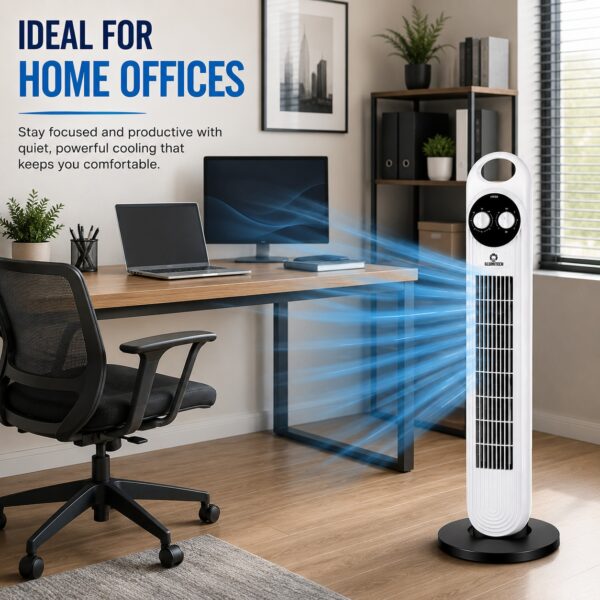 32" Tower Fan with 2 Hour Timer – 3 Speed Settings, Silent Motor, 70° Oscillation, 45W Home & Office Cooling Fan 3 32″ Tower Fan with 2 Hour Timer – 3 Speed Settings, Silent Motor, 70° Oscillation, 45W Home & Office Cooling Fan