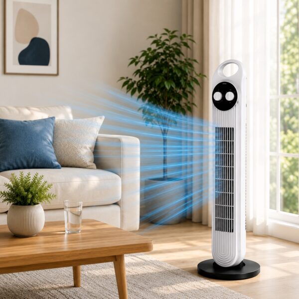 32" Tower Fan with 2 Hour Timer – 3 Speed Settings, Silent Motor, 70° Oscillation, 45W Home & Office Cooling Fan 4 32″ Tower Fan with 2 Hour Timer – 3 Speed Settings, Silent Motor, 70° Oscillation, 45W Home & Office Cooling Fan