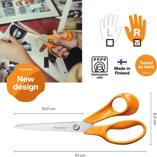 Fiskars Classic Universal Scissors 21cm – Precision Stainless Steel Blades, Ergonomic Handle, Craft & Fabric Cutting 8 Fiskars Classic Universal Scissors 21cm – Precision Stainless Steel Blades, Ergonomic Handle, Craft & Fabric Cutting