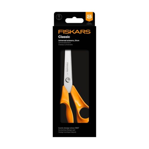 Fiskars Classic Universal Scissors 21cm – Precision Stainless Steel Blades, Ergonomic Handle, Craft & Fabric Cutting 11 Fiskars Classic Universal Scissors 21cm – Precision Stainless Steel Blades, Ergonomic Handle, Craft & Fabric Cutting