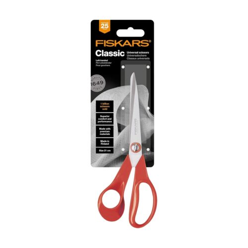 Fiskars Classic Universal Left Handed Scissors 21cm – Stainless Steel Blades, Ergonomic Handles, Fabric, Craft & Office Use 16 Fiskars Classic Universal Left Handed Scissors 21cm – Stainless Steel Blades, Ergonomic Handles, Fabric, Craft & Office Use
